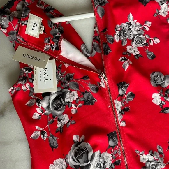 NWT ECI Red Sleeveless Dress Size 8 - Picture 3 of 5